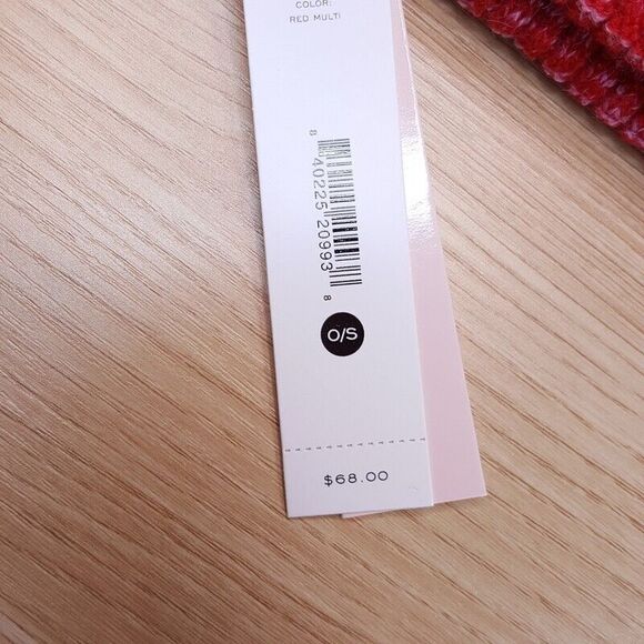 AQUA Beanie Hat Womens Red Ombre Stripe Ribbed Cuff Stretch $68 - Picture 4 of 5